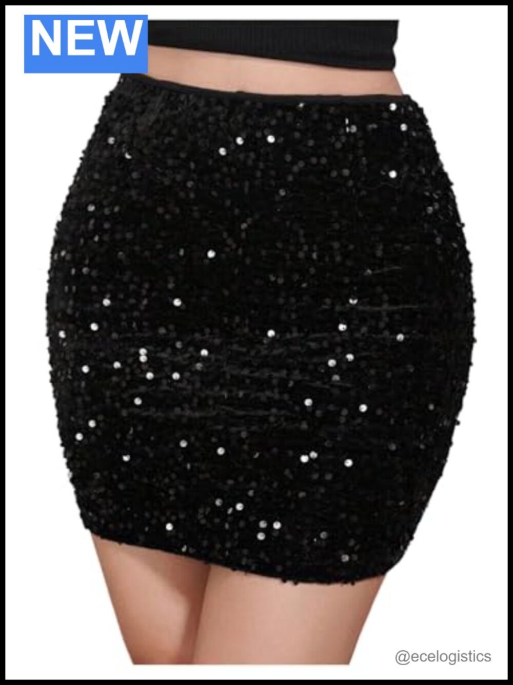 Sequin Bodycon Pencil Skirt Sparkly Glitter Party Night Out Clubwear